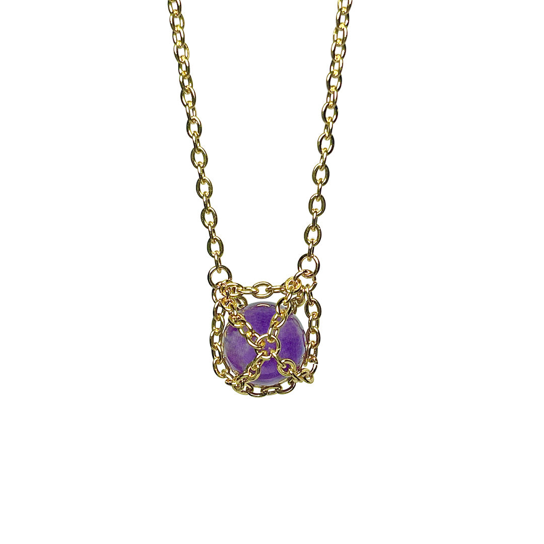 Caged Web Chain Amethyst Necklace