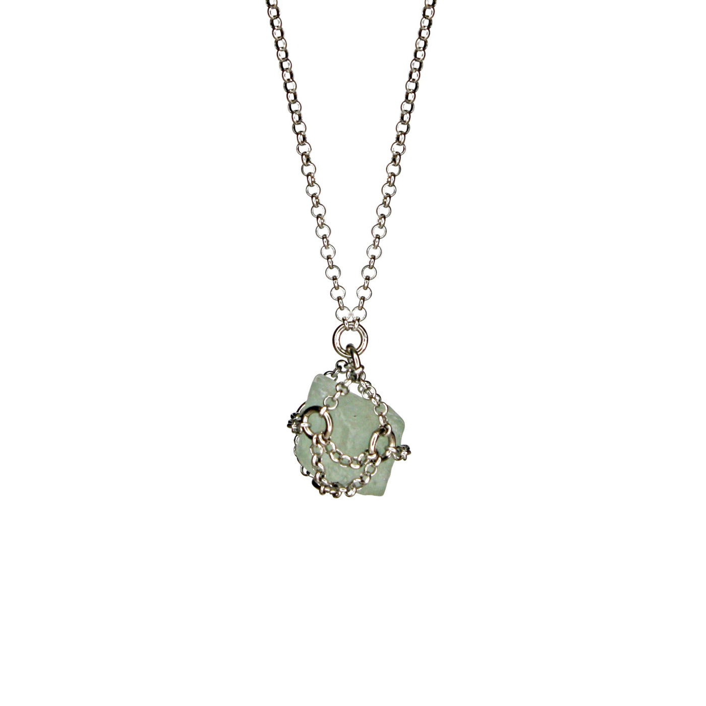 Caged Seawater Gemstone Necklace