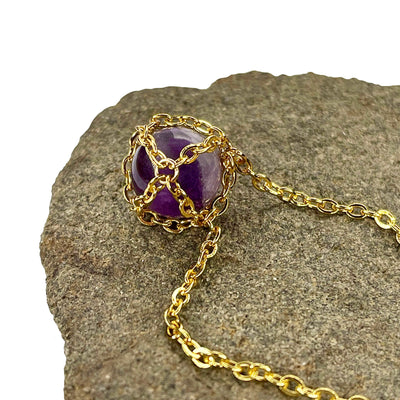 Caged Web Chain Amethyst Necklace