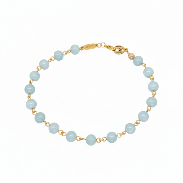 Gold Linked Aquamarine Gemstone Bracelet