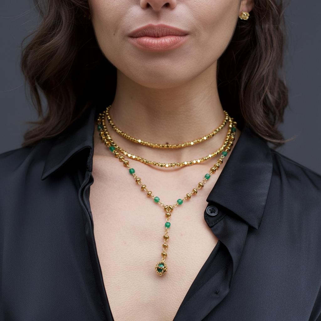 Retouched Emerald Gold Necklace Photo