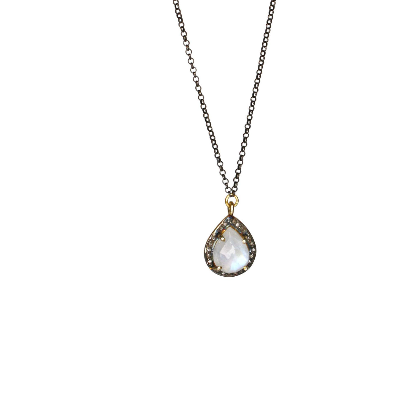 Teardrop Moonstone Diamond Pendant
