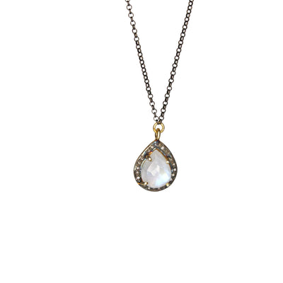 Teardrop Moonstone Diamond Pendant