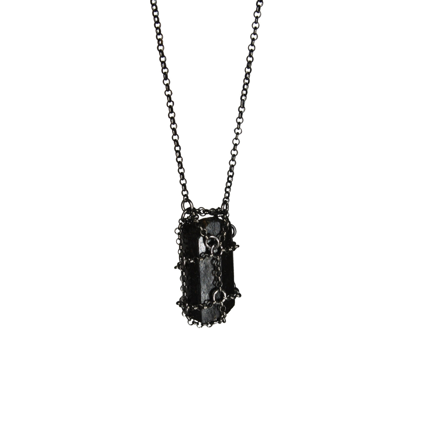 Caged Black Tourmaline Necklace