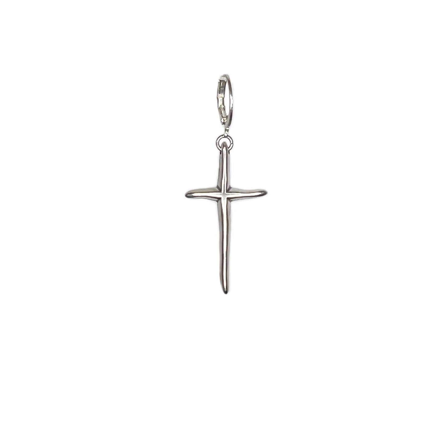Single Silver Cross Earring