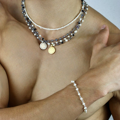 Black Pearl Coin Necklace