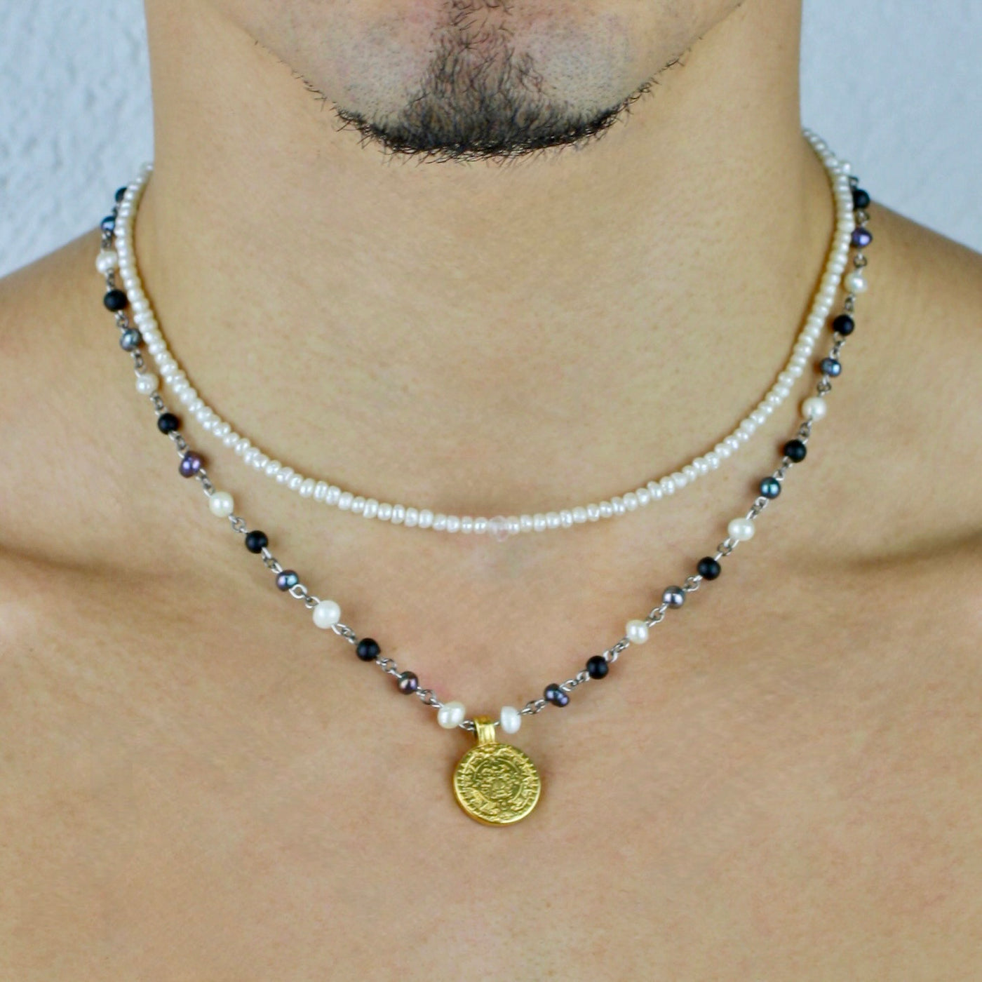 Mixed Pearl Coin Necklace
