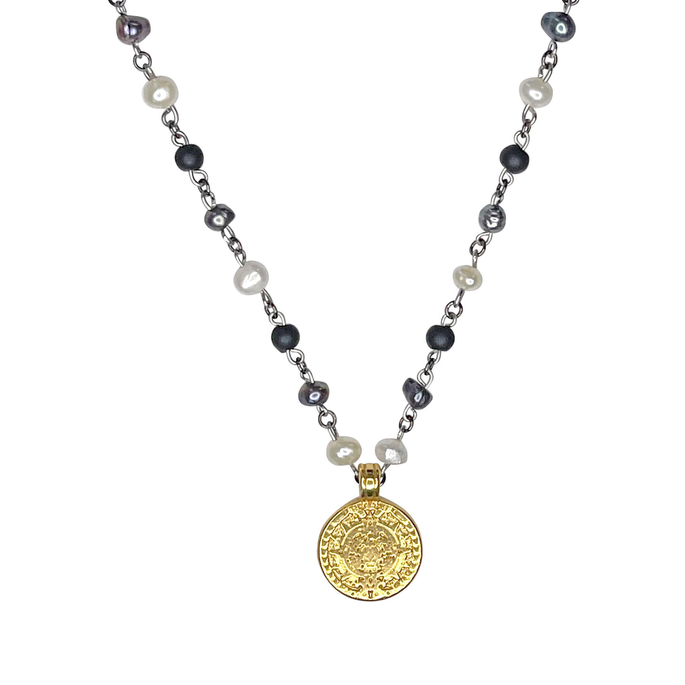 Mixed Pearl Coin Necklace