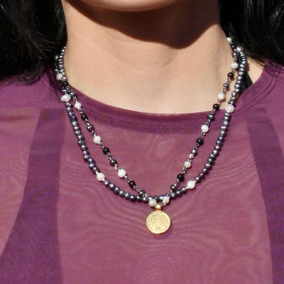 Mixed Pearl Coin Necklace