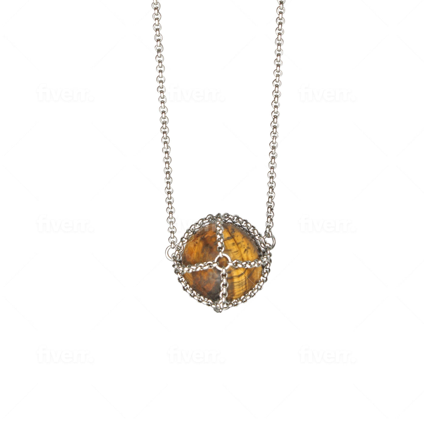 Caged Tigers Eye Sphere Necklace
