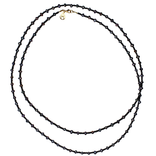 Beaded Black Pearl Necklace