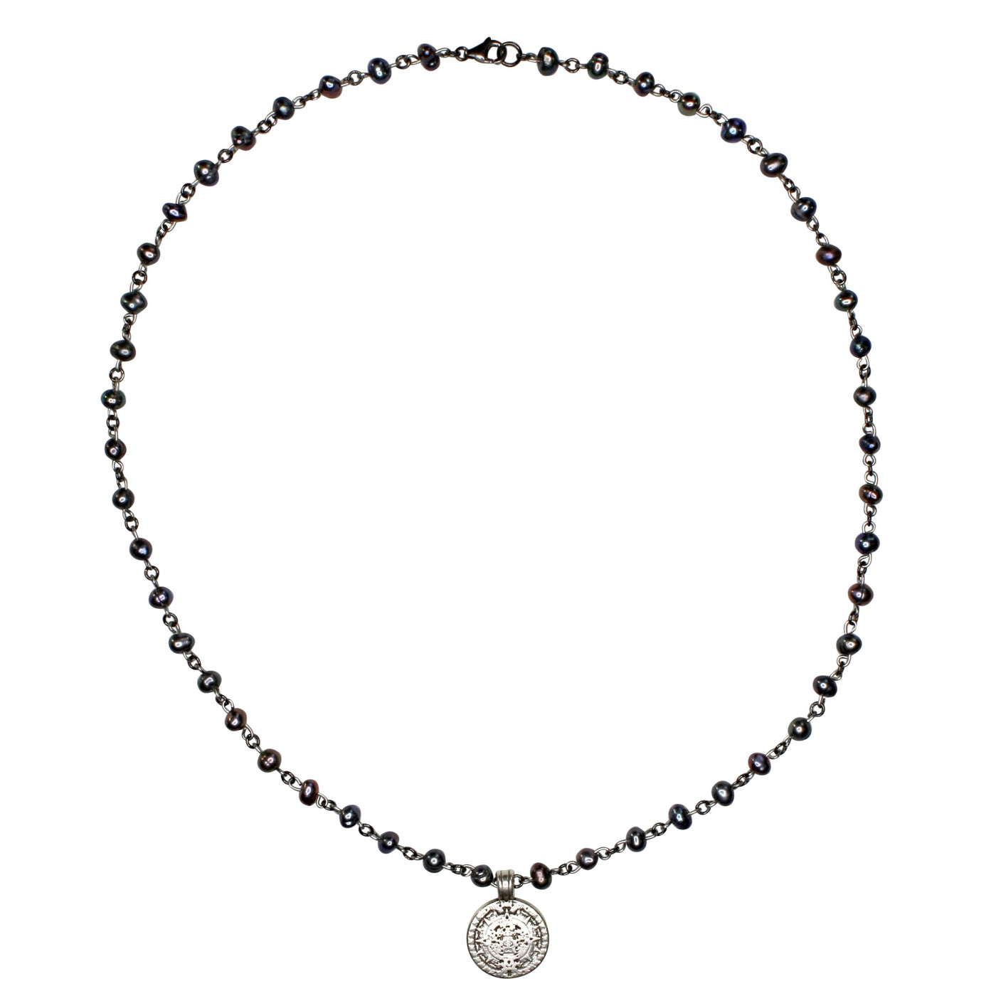 Black Pearl Coin Necklace