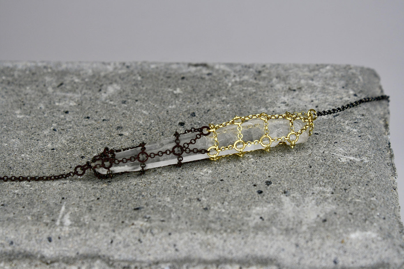 Caged Ombre Quartz Necklace