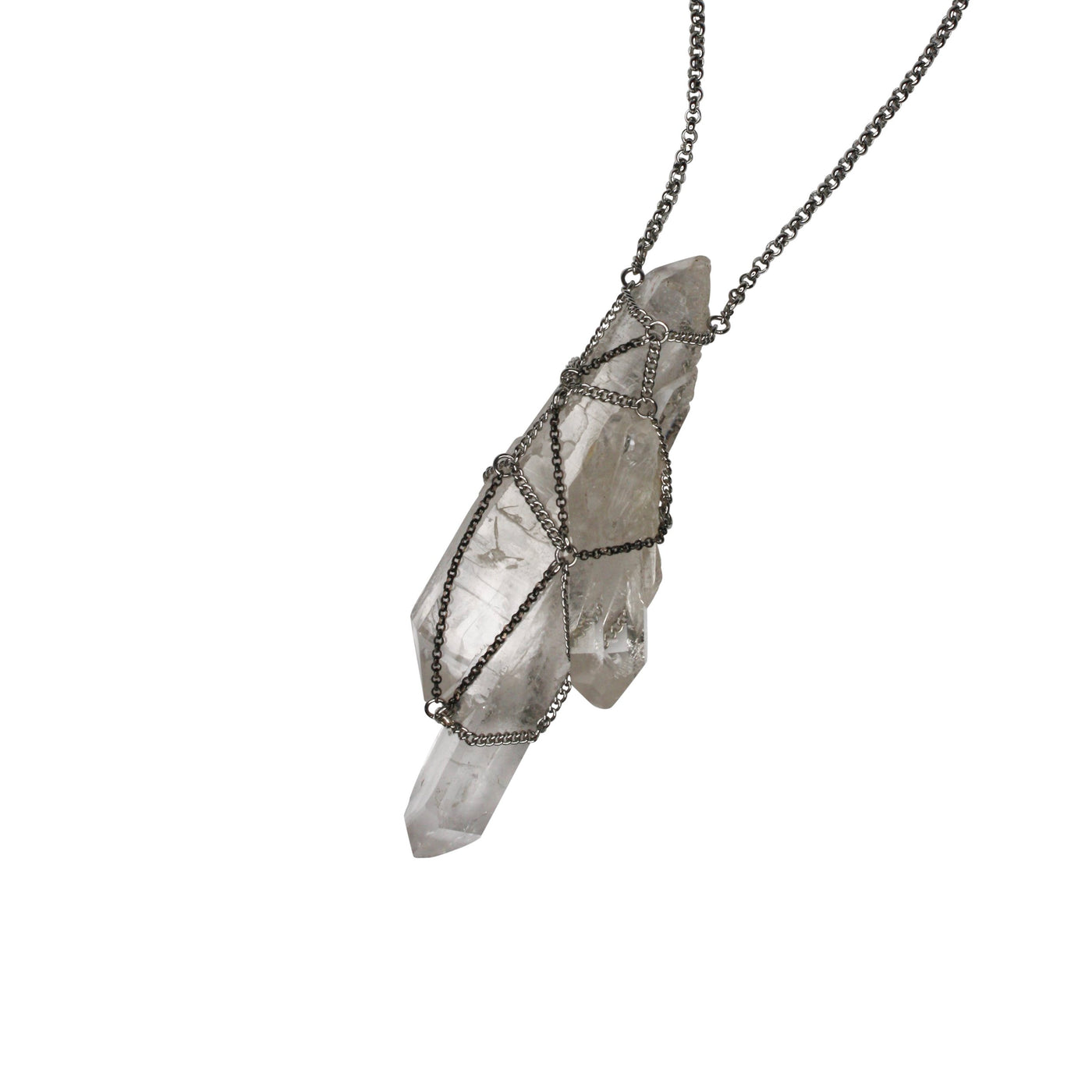 Caged Quartz Cluster Necklace