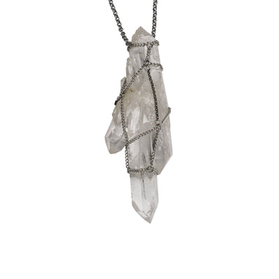 Caged Quartz Cluster Necklace