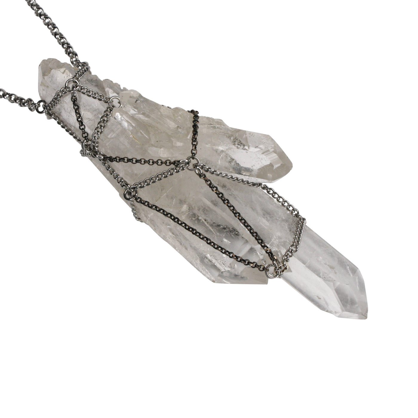 Caged Quartz Cluster Necklace