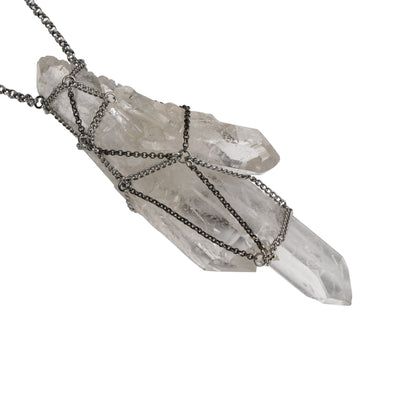 Caged Quartz Cluster Necklace
