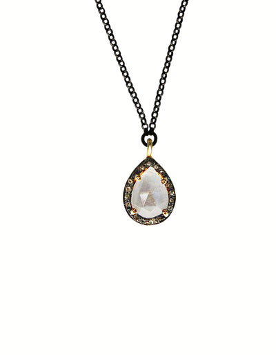 Teardrop Moonstone Diamond Pendant
