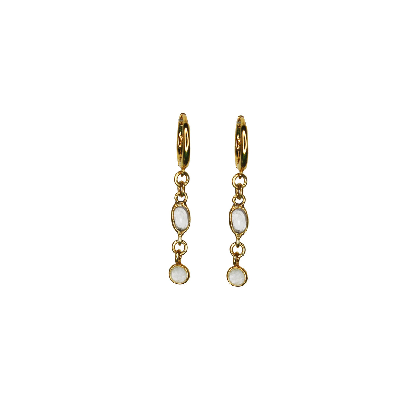 Faceted Moonstone Double Drop Earrings