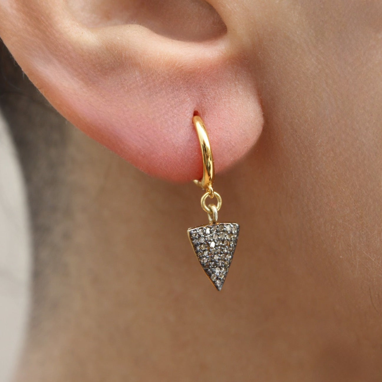Triangle Pave Raw Diamond Earrings