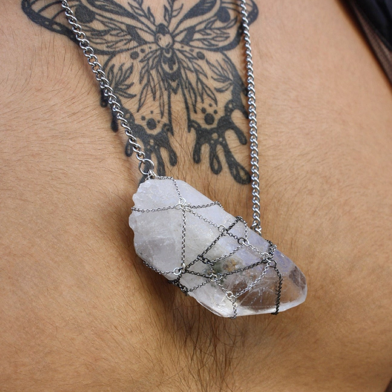 Caged  Chunky Quartz Spike Necklace