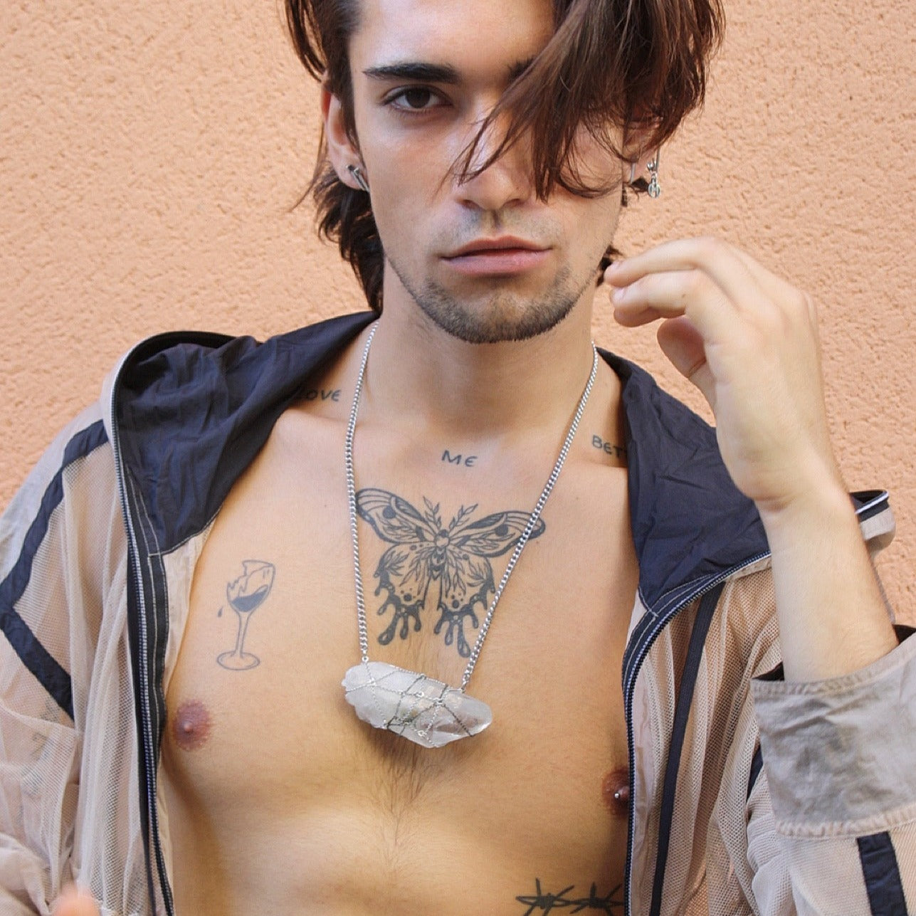 Caged  Chunky Quartz Spike Necklace